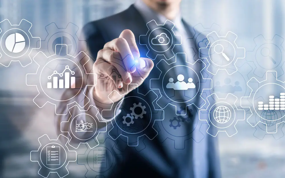 business technology management and workflow diagram