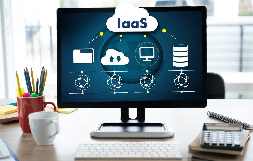 IaaS Infrastructure as a Service on screen Optimization of business process Internet and networking IaaS
