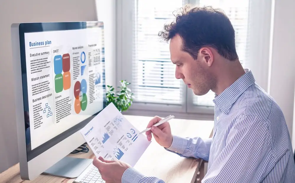 businessman working on a business plan