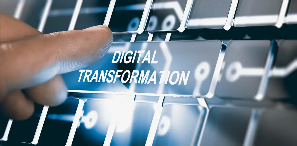 pressing an interface with the text digital transformation